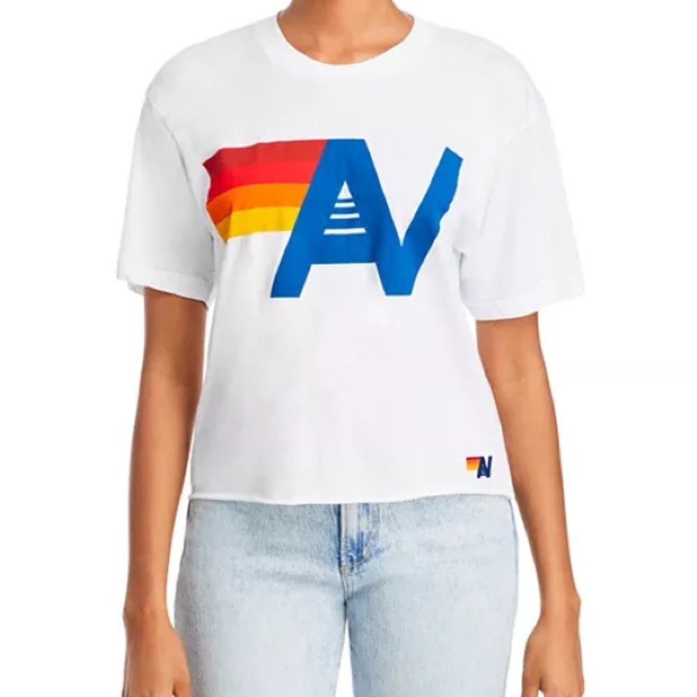 Aviator Nation Logo Boyfriend Tee in White - Picture 2 of 5